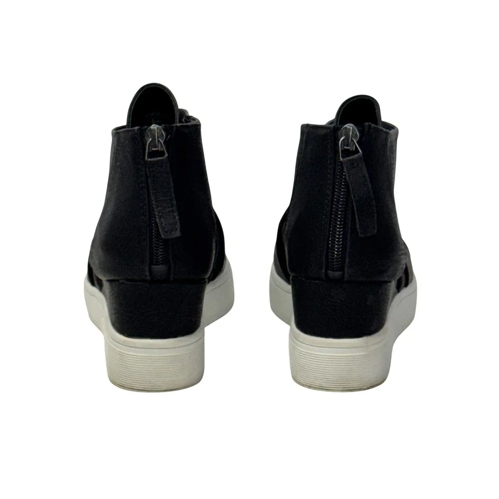 Journee Collection Wedge Sneaker Womens 8 Black Cutout Strappy Back Zip Platform